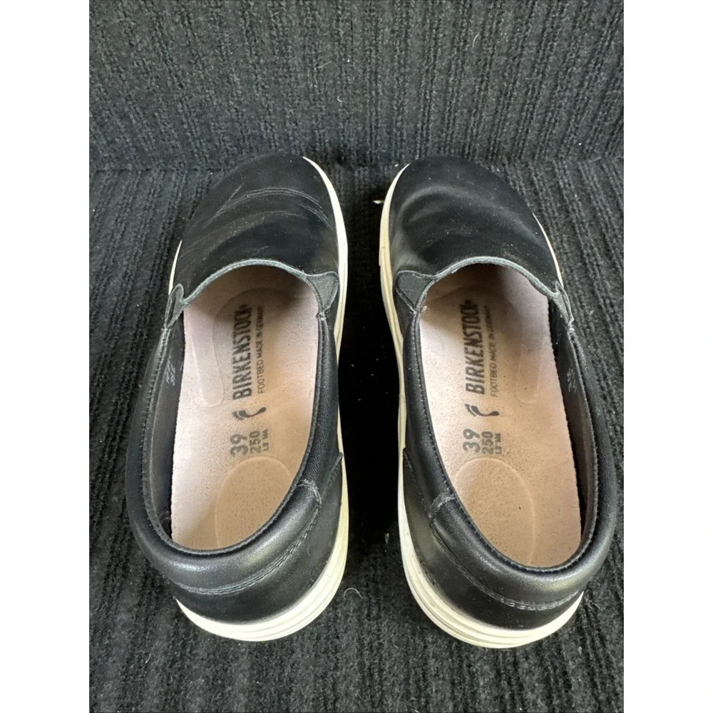 Birkenstock Oswego Black Leather Slip On Shoes EU 39 8–8.5 Comfort Sneaker